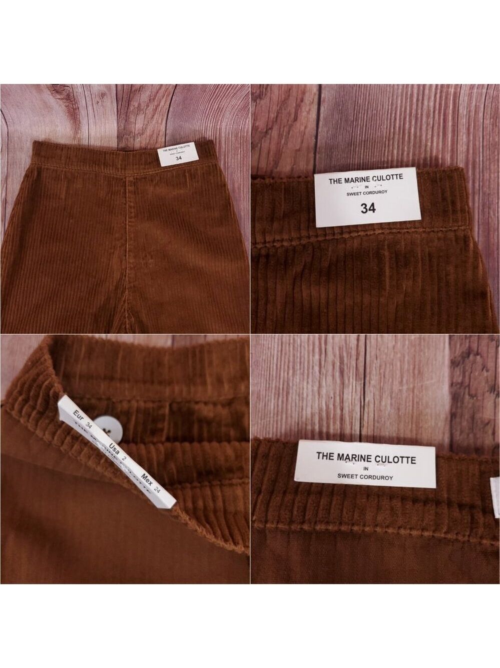 NWT Zara Womens Size 2 The Marine Culotte in Sweet Corduoiry Wide Leg Pants - Picture 7 of 15